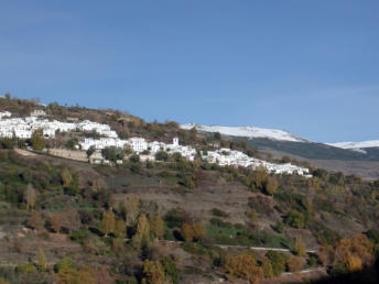 B�rchules con Sierra Nevada al fondo en La Alpujarra de Granada